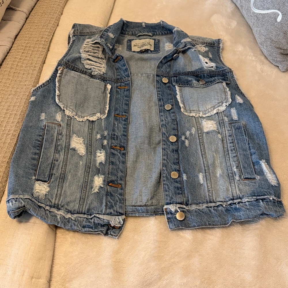 Ashley Vintage Charm Distressed Denim Vest